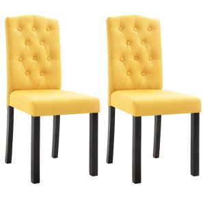 Eetkamerstoelen 2 st stof geel