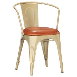 Eetkamerstoelen 4 st echt leer bruin