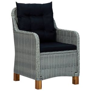 Tuinstoelen 2 st met kussens poly rattan lichtgrijs