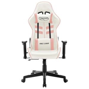 Gamestoel kunstleer wit en roze