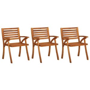 Tuinstoelen 3 st met kussens massief acaciahout