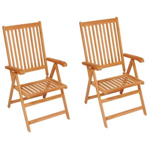 Tuinstoelen 2 st met zwarte kussens massief teakhout