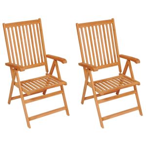 Tuinstoelen 2 st met blauwe kussens massief teakhout