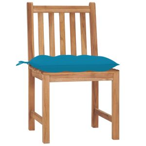 Tuinstoelen 2 st met kussens massief teakhout