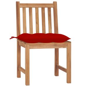 Tuinstoelen 2 st met kussens massief teakhout