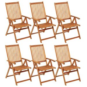Tuinstoelen 6 st inklapbaar met kussens massief acaciahout