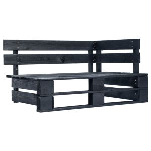 4-delige Loungeset pallet met kussens zwart geïmpregneerd hout