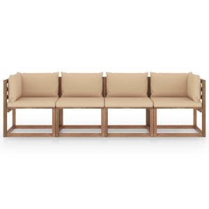 Tuinbank 4-zits pallet met kussens geïmpregneerd grenenhout