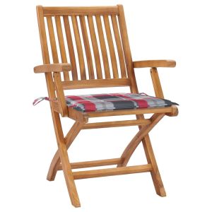Tuinstoelen 4 st inklapbaar met kussens massief teakhout
