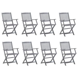 Tuinstoelen 8 st inklapbaar met kussens massief acaciahout