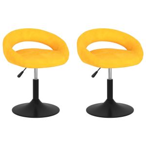 Eetkamerstoelen draaibaar 2 st fluweel mosterdgeel