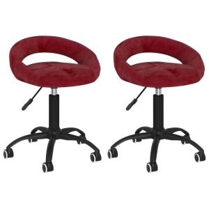 Eetkamerstoelen draaibaar 2 st fluweel wijnrood