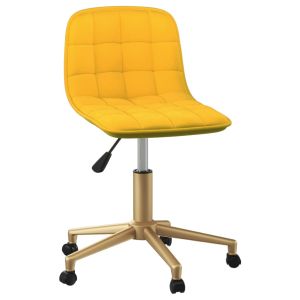 Eetkamerstoel draaibaar fluweel mosterdgeel
