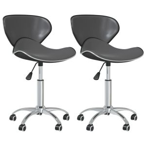 Eetkamerstoelen draaibaar 2 st kunstleer grijs