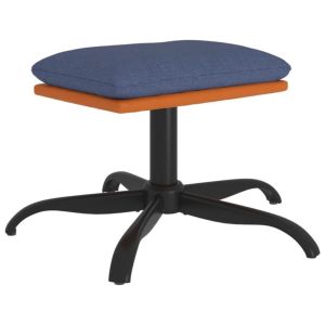 Voetenbank 60x60x39 cm stof en kunstleer blauw