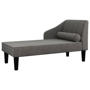 Chaise longue met bolster stof donkergrijs
