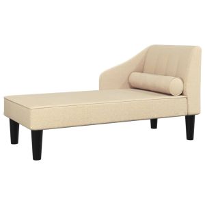 Chaise longue met bolster stof crèmekleurig