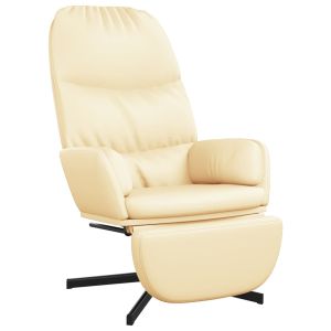 Relaxstoel met voetensteun kunstleer crèmewit