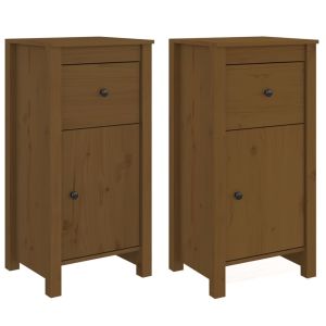Dressoirs 2 st 40x35x80 cm massief grenenhout honingbruin