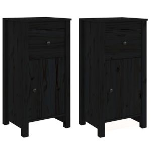Dressoirs 2 st 40x35x80 cm massief grenenhout zwart