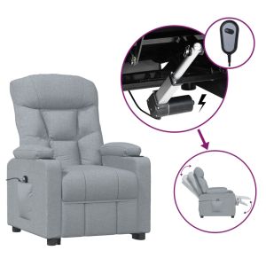 Fauteuil elektrisch verstelbaar stof lichtgrijs