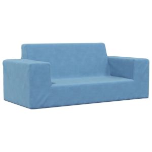 Kinderbank 2-zits zacht pluche blauw