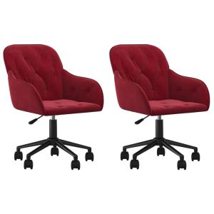 Eetkamerstoelen draaibaar 2 st fluweel wijnrood