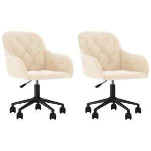 Eetkamerstoelen draaibaar 2 st fluweel crèmekleurig
