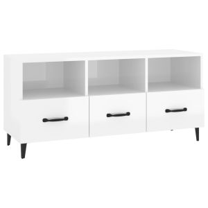 Tv-meubel 102x35x50 cm bewerkt hout hoogglans wit