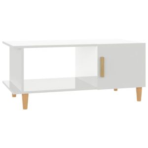 Salontafel 90x50x40 cm bewerkt hout hoogglans wit