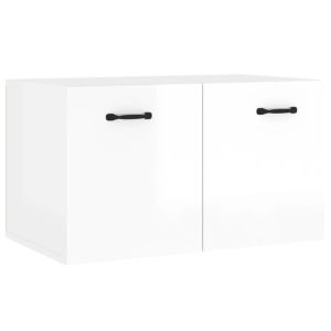 Wandkast 80x35x36,5 cm bewerkt hout hoogglans wit