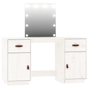 Kaptafelset met LED massief grenenhout wit