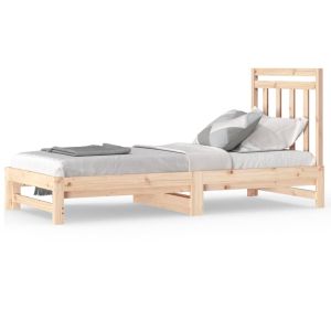 Slaapbank uitschuifbaar 2x(90x200) cm massief grenenhout