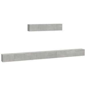 6-delige Tv-meubelset bewerkt hout betongrijs