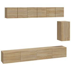 6-delige Tv-meubelset bewerkt hout sonoma eikenkleurig