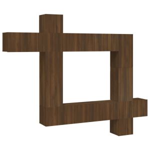 9-delige Tv-meubelset bewerkt hout bruineikenkleurig