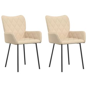 Eetkamerstoelen 2 st stof crèmekleurig