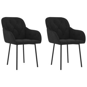 Eetkamerstoelen 2 st fluweel zwart