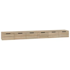 Wandkasten 2 st 102x30x20 cm bewerkt hout sonoma eikenkleurig