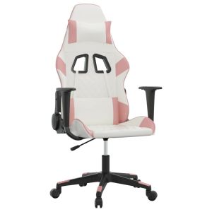 Massage gamestoel kunstleer wit en roze