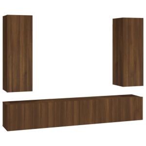 5-delige Tv-meubelset bewerkt hout bruineikenkleurig