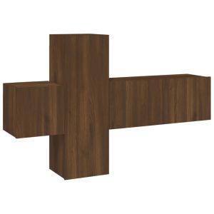 3-delige Tv-meubelset bewerkt hout bruineikenkleurig