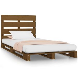 Bedframe massief grenenhout honingbruin 90x200 cm