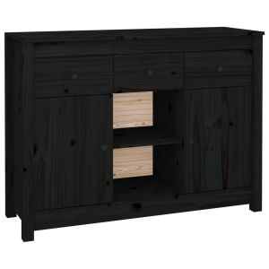 Dressoir 100x35x74,5 cm massief grenenhout zwart
