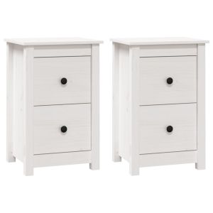 Nachtkastjes 2 st 40x35x61,5 cm massief grenenhout wit