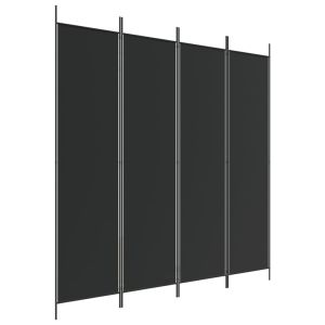Kamerscherm met 4 panelen 200x200 cm stof zwart