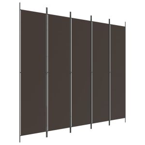Kamerscherm met 5 panelen 250x220 cm stof bruin