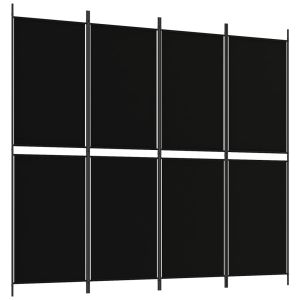 Kamerscherm met 4 panelen 200x180 cm stof zwart
