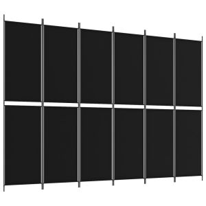 Kamerscherm met 6 panelen 300x220 cm stof zwart