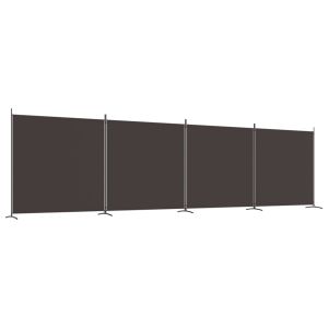 Kamerscherm met 4 panelen 698x180 cm stof bruin